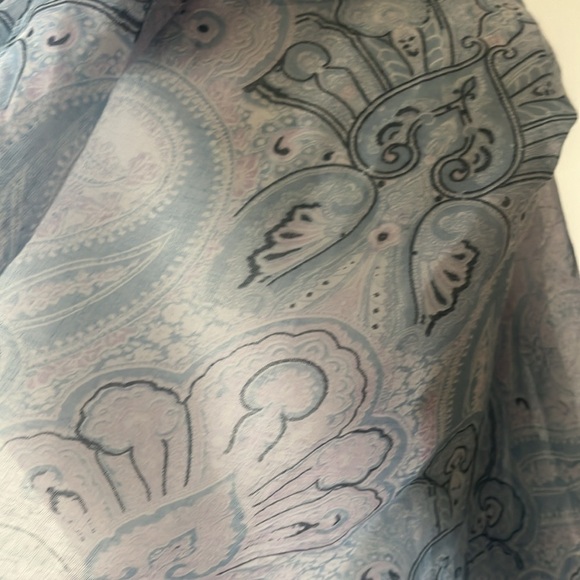 Paisley Patterned Blue and Pink Scarf - Picture 3 of 5